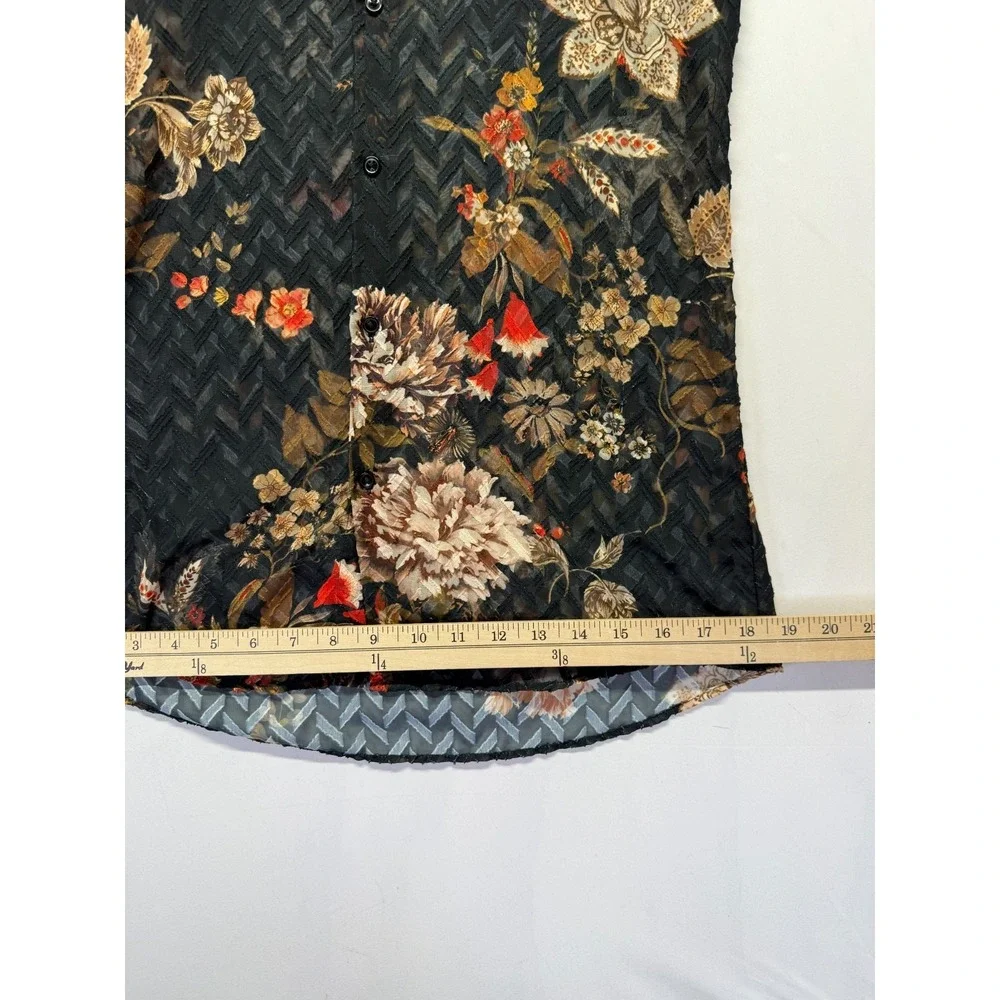 Zara‎ Hawaiian Shirt Mens Small Black Multi Floral Print Relaxed Fit Button Up